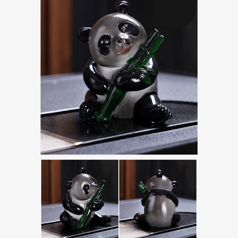 Buddha Stones Zmieniające Kolor Małe Słodkie Panda Bambus Herbata Zwierzęta Żywica Figurka Dekoracja Domu - image 4