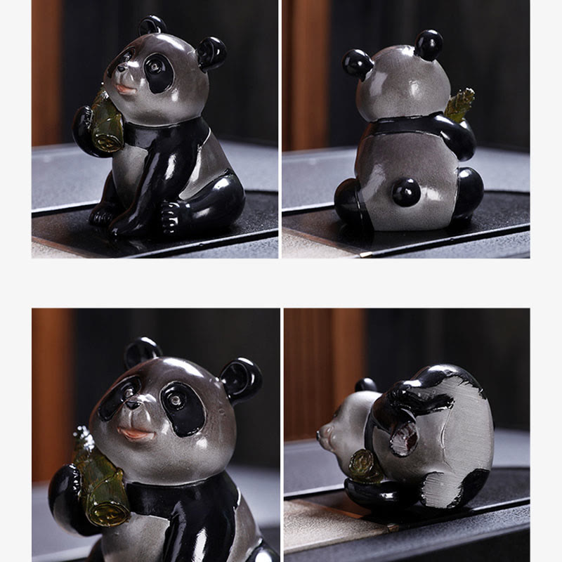 Buddha Stones Zmieniające Kolor Małe Słodkie Panda Bambus Herbata Zwierzęta Żywica Figurka Dekoracja Domu
