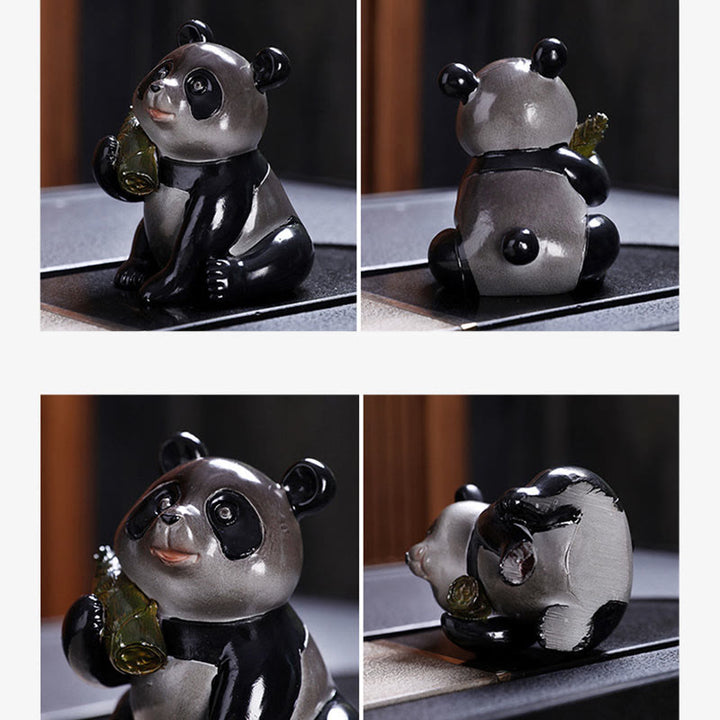 Buddha Stones Zmieniające Kolor Małe Słodkie Panda Bambus Herbata Zwierzęta Żywica Figurka Dekoracja Domu - image 7