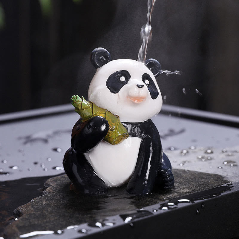 Buddha Stones Zmieniające Kolor Małe Słodkie Panda Bambus Herbata Zwierzęta Żywica Figurka Dekoracja Domu