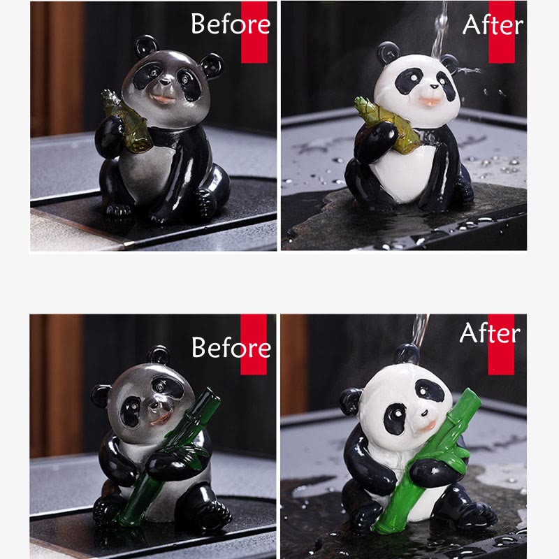 Buddha Stones Zmieniające Kolor Małe Słodkie Panda Bambus Herbata Zwierzęta Żywica Figurka Dekoracja Domu
