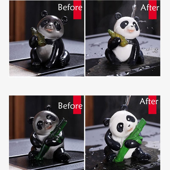 Buddha Stones Zmieniające Kolor Małe Słodkie Panda Bambus Herbata Zwierzęta Żywica Figurka Dekoracja Domu