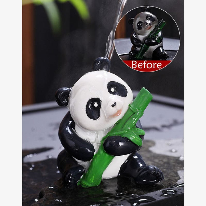 Buddha Stones Zmieniające Kolor Małe Słodkie Panda Bambus Herbata Zwierzęta Żywica Figurka Dekoracja Domu - image 3