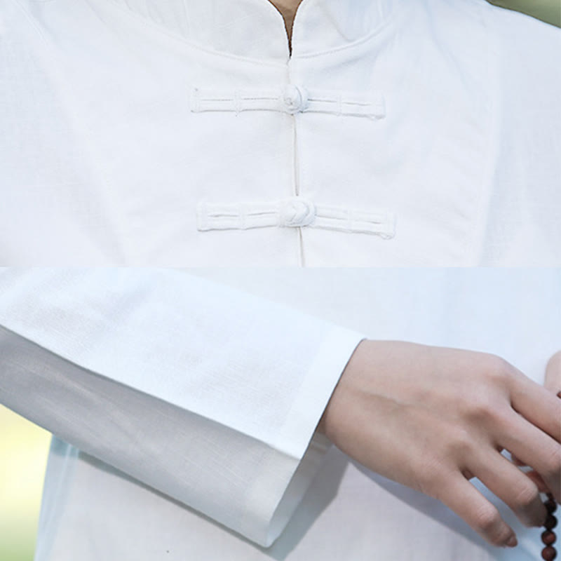 Buddha Stones 2 szt. Koszula z krótkim rękawem Top Spodnie Medytacja Zen Tai Chi Bawełna Lniana Odzież Damska Zestaw - image 15