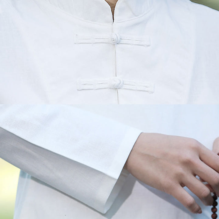 Buddha Stones 2 szt. Koszula z krótkim rękawem Top Spodnie Medytacja Zen Tai Chi Bawełna Lniana Odzież Damska Zestaw - image 15