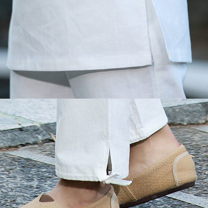 Buddha Stones 2 szt. Koszula z krótkim rękawem Top Spodnie Medytacja Zen Tai Chi Bawełna Lniana Odzież Damska Zestaw - image 16