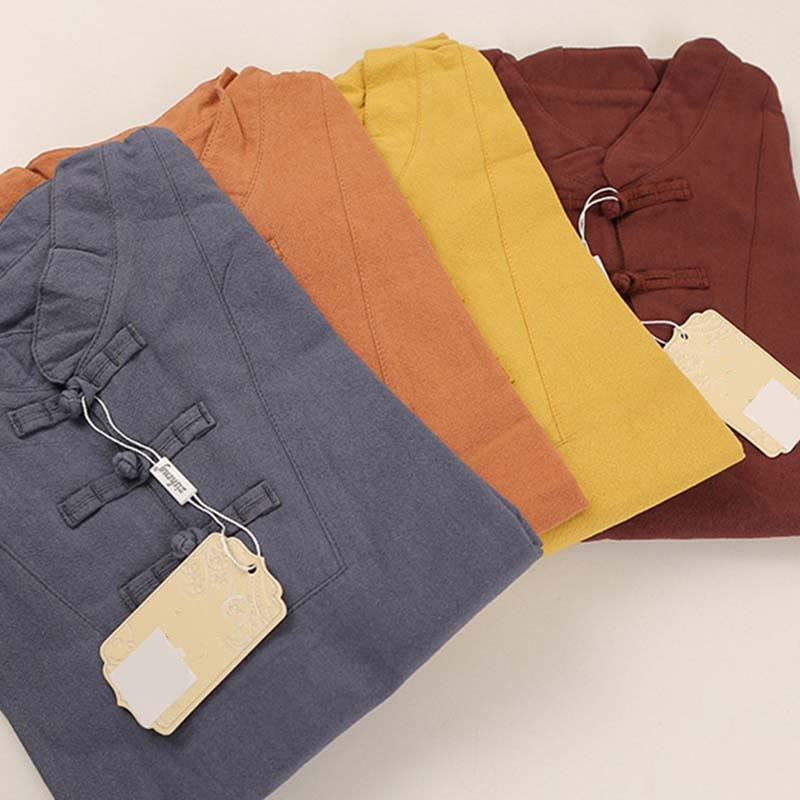 Buddha Stones 2 szt. damska koszulka z krótkim rękawem top T-shirt spodnie medytacja zen tai chi bawełna lniana odzież zestaw - image 16