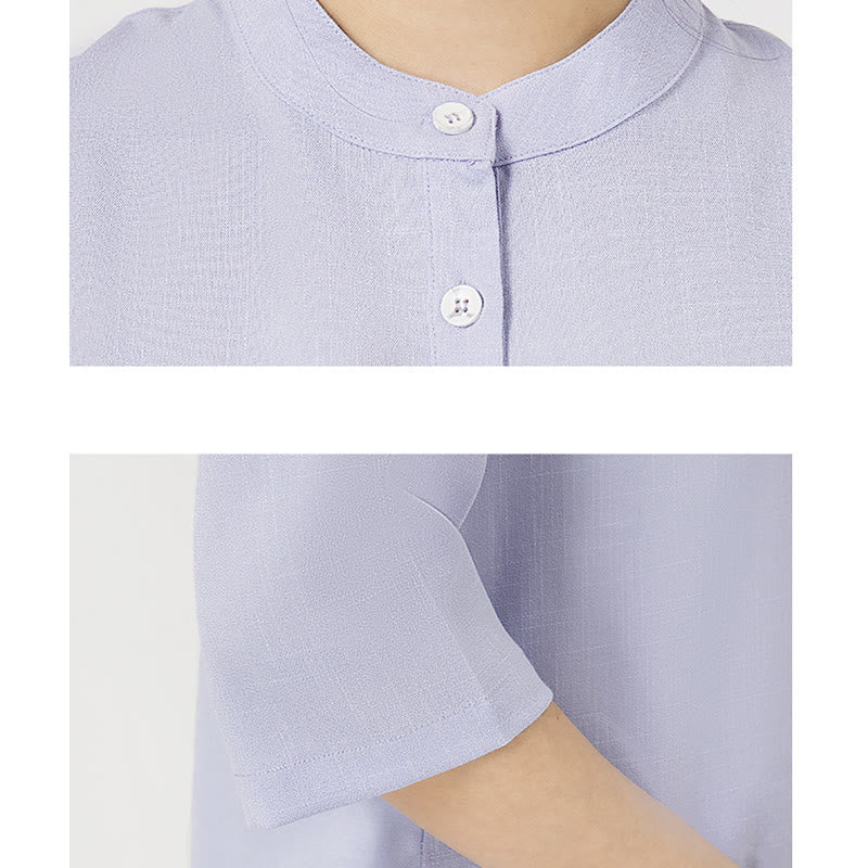 Buddha Stones 2 szt. Jednolity kolor Trzy czwarte koszula Top spodnie Medytacja Zen Tai Chi bawełna len odzież damska zestaw