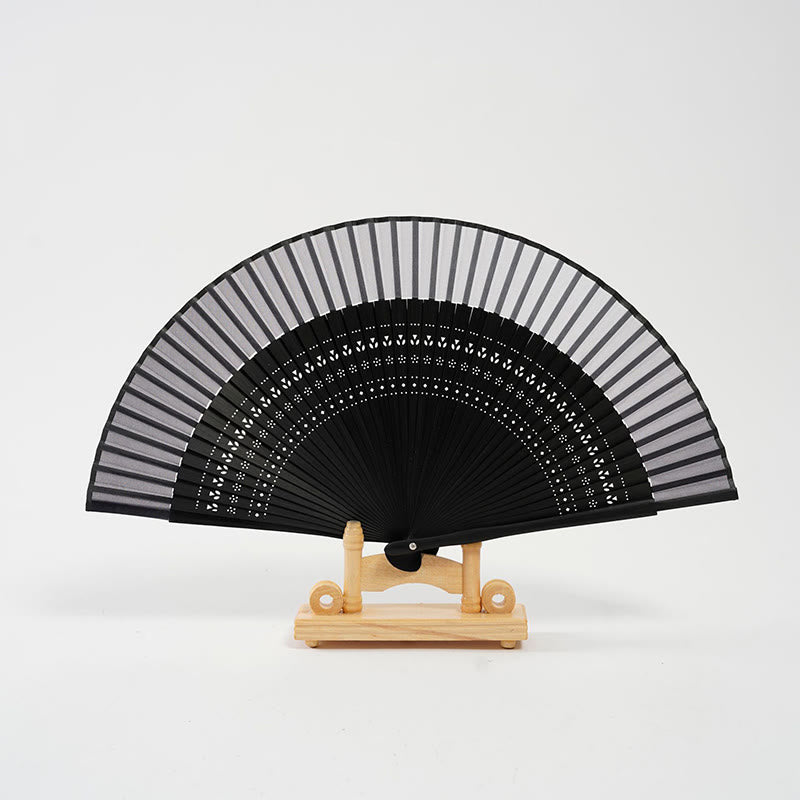 Buddha Stones Gradientowe Kolory Puste Grawerowane Ręczny Składany Wachlarz Bambusowy