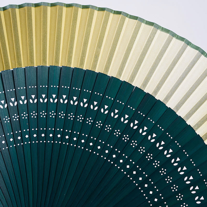 Buddha Stones Gradientowe Kolory Puste Grawerowane Ręczny Składany Wachlarz Bambusowy