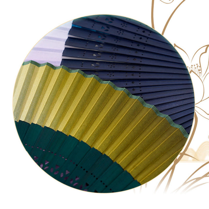 Buddha Stones Gradientowe Kolory Puste Grawerowane Ręczny Składany Wachlarz Bambusowy