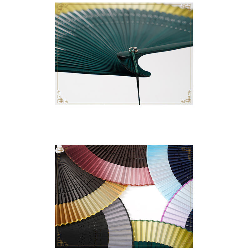 Buddha Stones Gradientowe Kolory Puste Grawerowane Ręczny Składany Wachlarz Bambusowy