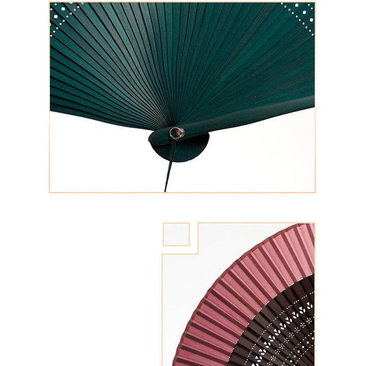 Buddha Stones Gradientowe Kolory Puste Grawerowane Ręczny Składany Wachlarz Bambusowy