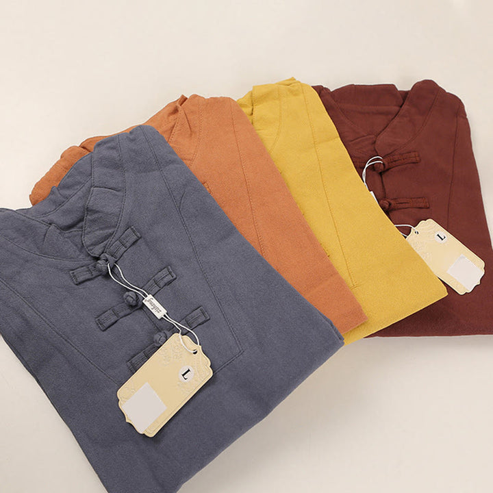 Buddha Stones 2 szt. męska koszulka z krótkim rękawem top T-shirt spodnie medytacja zen tai chi bawełna lniana odzież zestaw - image 13