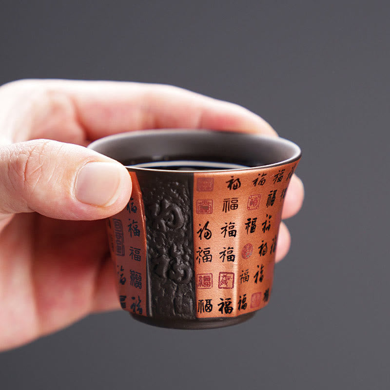Buddha Stones Mała Fu Postać Fioletowa Glina Ceramiczna Filiżanka Do Herbaty Kung Fu Filiżanka Do Herbaty 50ml