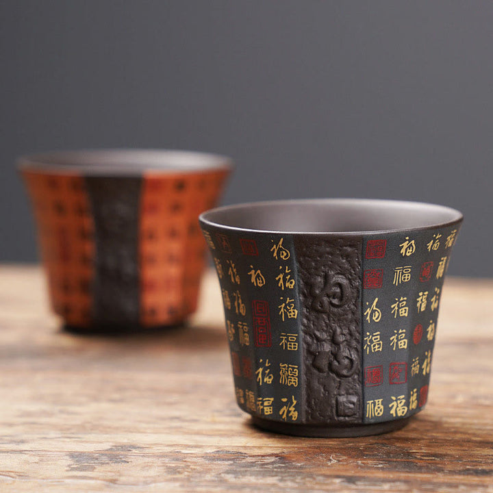 Buddha Stones Mała Fu Postać Fioletowa Glina Ceramiczna Filiżanka Do Herbaty Kung Fu Filiżanka Do Herbaty 50ml