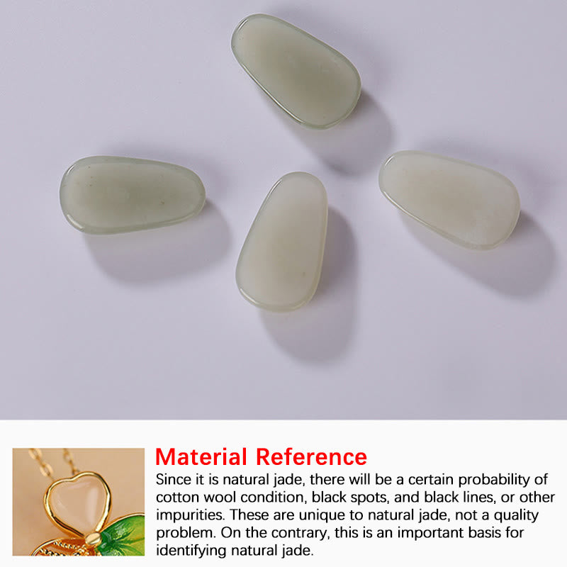 Buddha Stones 925 Srebro Sterlingowe Pozłacane Hetian Jade Szczęście Koniczyna Naszyjnik Wisiorek Kolczyki