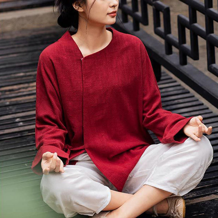 Buddha Stones Kurtka z długim rękawem Koszula Top Szerokie spodnie Zen Tai Chi Joga Medytacja Odzież