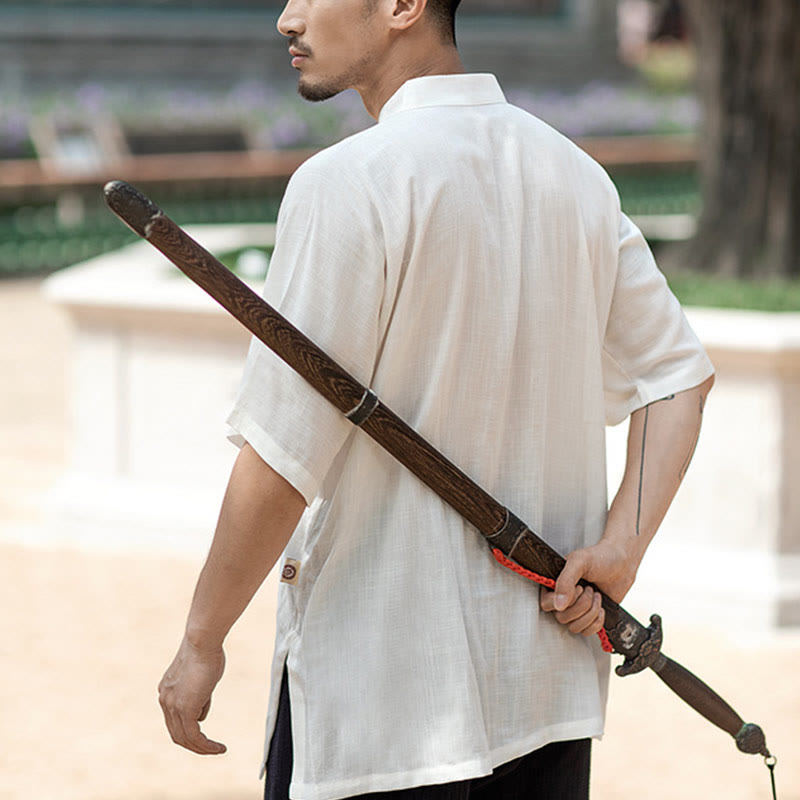 Buddha Stones Jednolity Kolor Żaba-Guzik Medytacja Modlitwa Duchowy Zen Tai Chi Qigong Praktyka Unisex Zestaw Ubrań - image 2