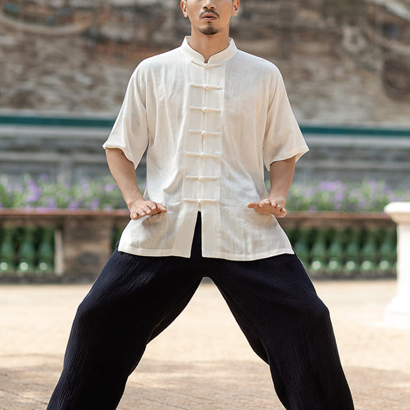 Buddha Stones Jednolity Kolor Żaba-Guzik Medytacja Modlitwa Duchowy Zen Tai Chi Qigong Praktyka Unisex Zestaw Ubrań