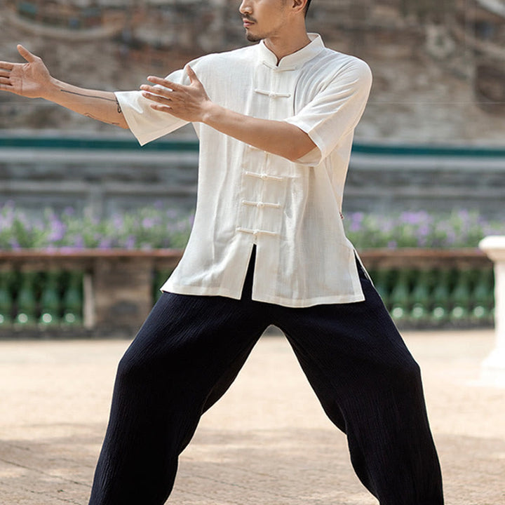 Buddha Stones Jednolity Kolor Żaba-Guzik Medytacja Modlitwa Duchowy Zen Tai Chi Qigong Praktyka Unisex Zestaw Ubrań - image 10