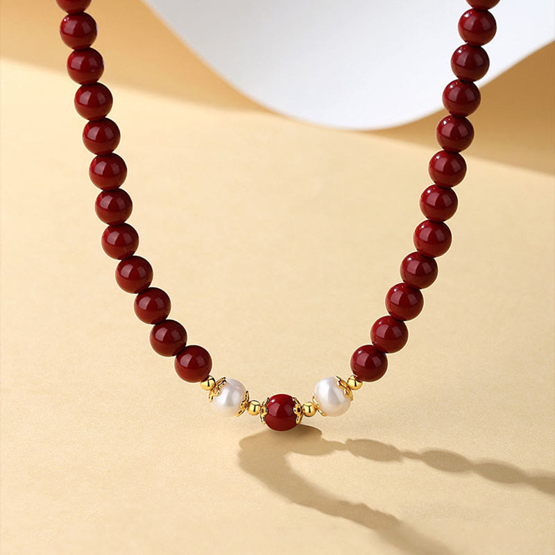 Buddha Stones 925 Srebro Sterling Naturalna Perła Cynobru Błogosławieństwo Naszyjnik Wisiorek Bransoletka Kolczyki Zestaw Biżuterii - image 1