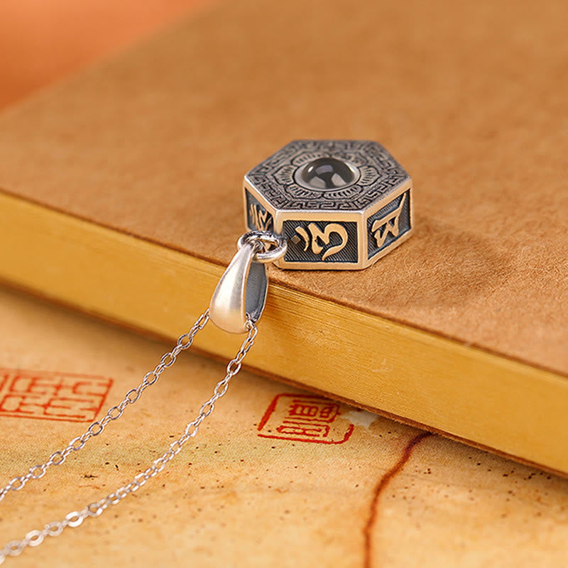 Buddha Stones 990 Srebro Tybetańskie Om Mani Padme Hum Lotus Love Projection Naszyjnik Wisiorek - image 5