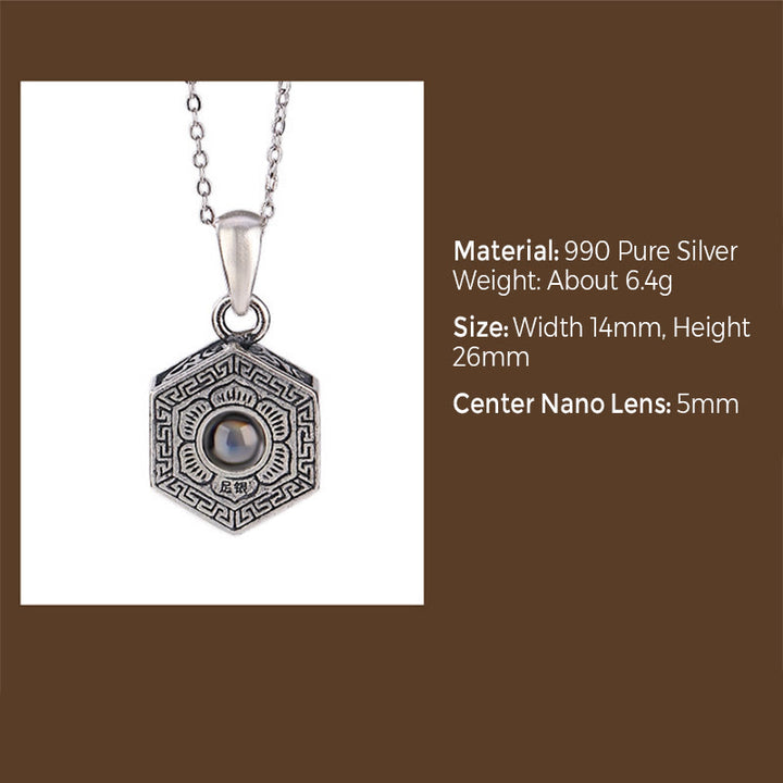 Buddha Stones 990 Srebro Tybetańskie Om Mani Padme Hum Lotus Love Projection Naszyjnik Wisiorek