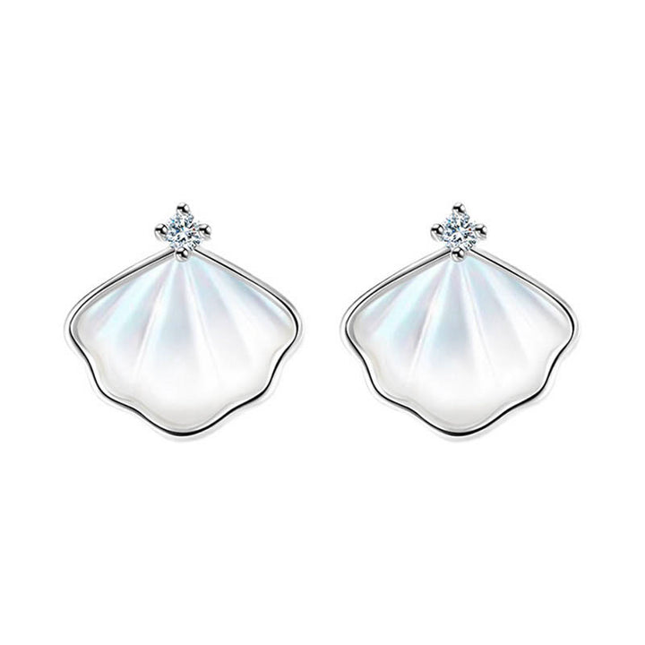 Buddha Stones 925 Srebro Sterlingowe Tridacna Kamień Muszla Błogosławieństwo Naszyjnik Wisiorek Bransoletka Kolczyki Zestaw Biżuterii - Srebrny - Kolczyki - image 10