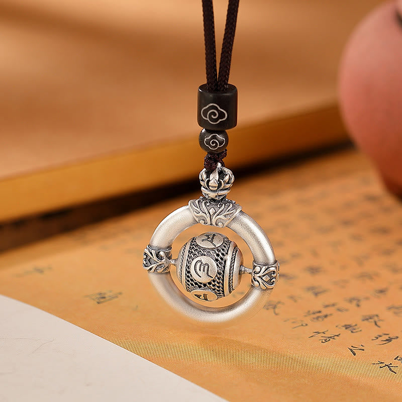 Buddha Stones 999 Srebro Sterlingowe Om Mani Padme Hum Grawerowany Naszyjnik Mądrości Wisiorek Lina