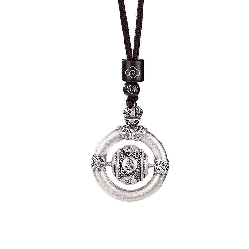 Buddha Stones 999 Srebro Sterlingowe Om Mani Padme Hum Grawerowany Naszyjnik Mądrości Wisiorek Lina
