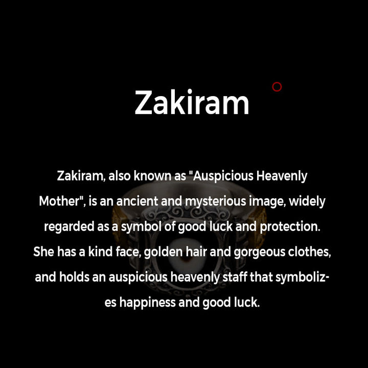 Buddha Stones 925 Srebro Sterlingowe Zakiram Bogini Bogactwa Projekt Dzi Bead Protection Ring - image 7