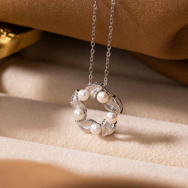 Buddha Stones 925 Srebro Sterling Perła Liść Projekt Uzdrawiający Mądrość Naszyjnik Wisiorek Pierścień Kolczyki Zestaw - Naszyjnik - image 1