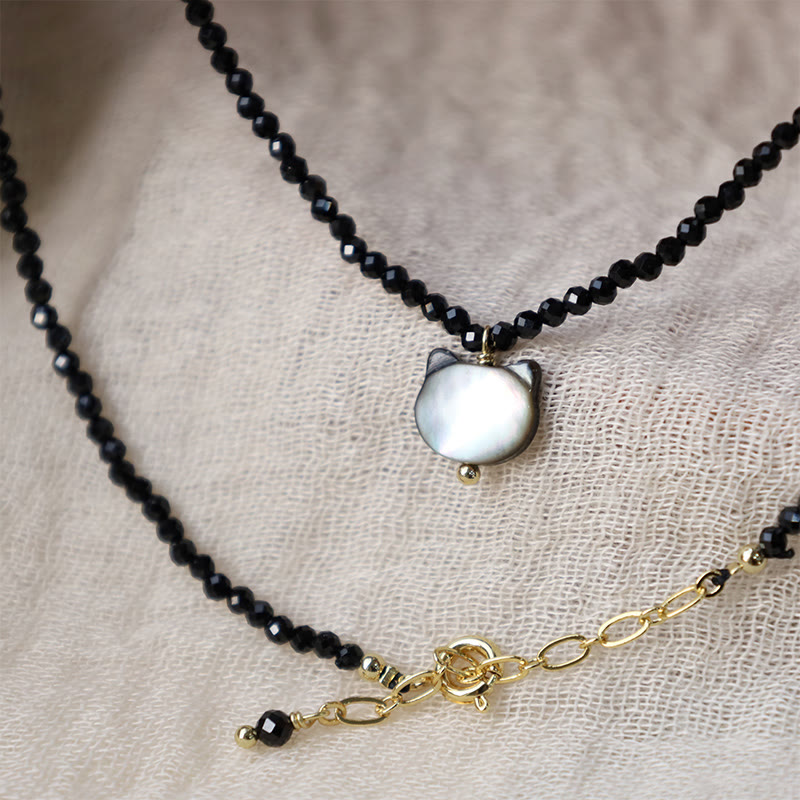 Naszyjnik choker z Buddha Stones w kolorze czarnym Spinel, słodki kotek - image 7