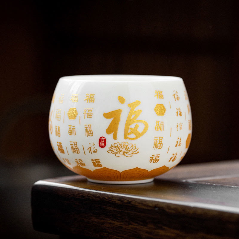 Buddha Stones Sutra Serca Buddyjskie Małe Fu Charakter Ceramiczny Gaiwan Filiżanka Kung Fu Filiżanka I Spodek Z Pokrywką