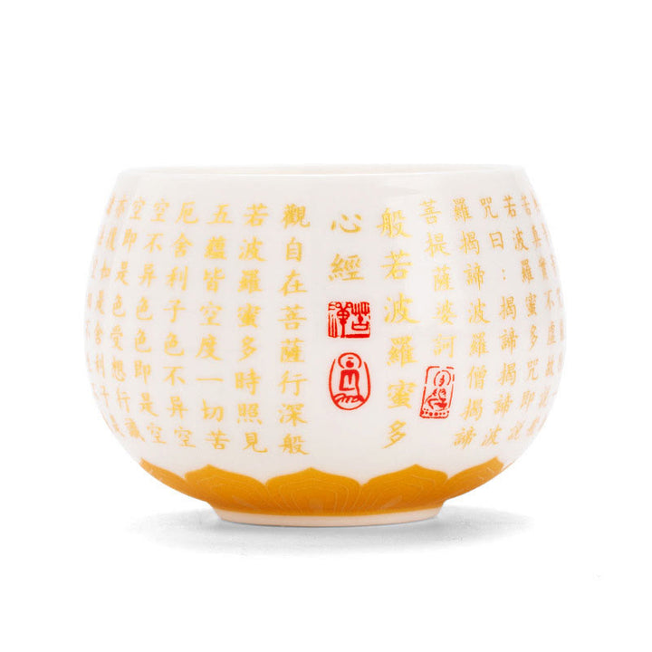 Buddha Stones Sutra Serca Buddyjskie Małe Fu Charakter Ceramiczny Gaiwan Filiżanka Kung Fu Filiżanka I Spodek Z Pokrywką