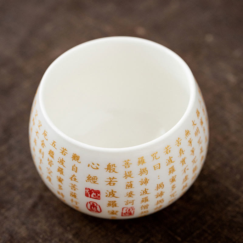 Buddha Stones Sutra Serca Buddyjskie Małe Fu Charakter Ceramiczny Gaiwan Filiżanka Kung Fu Filiżanka I Spodek Z Pokrywką
