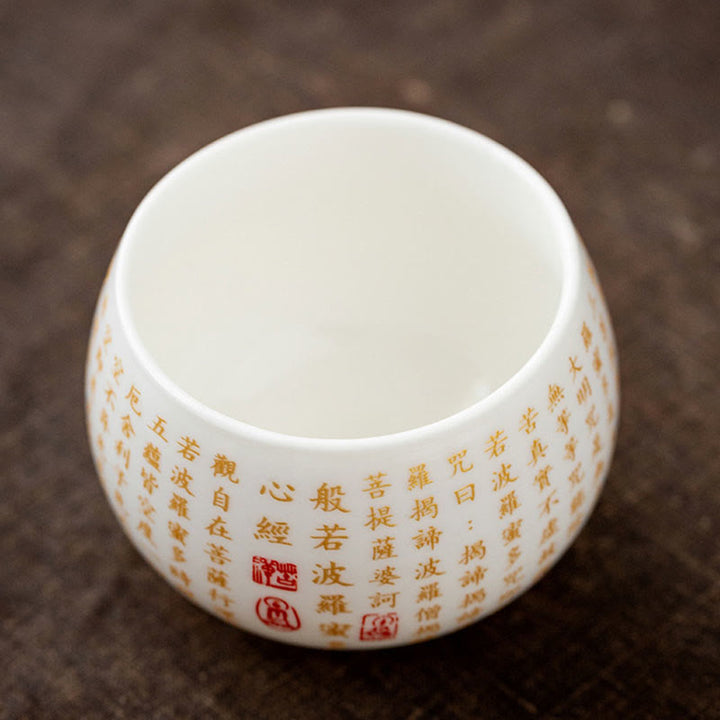 Buddha Stones Sutra Serca Buddyjskie Małe Fu Charakter Ceramiczny Gaiwan Filiżanka Kung Fu Filiżanka I Spodek Z Pokrywką