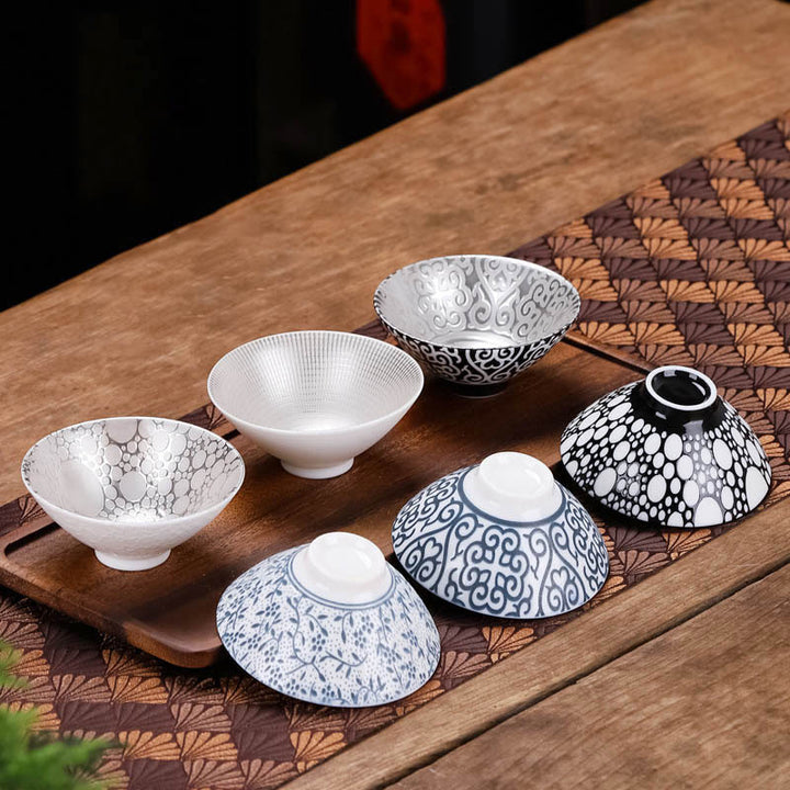 Buddha Stones Tybet Wzór Fu Charakter Złoty Srebrny Ceramiczny Filiżanka Kung Fu Filiżanki do Herbaty 55ml