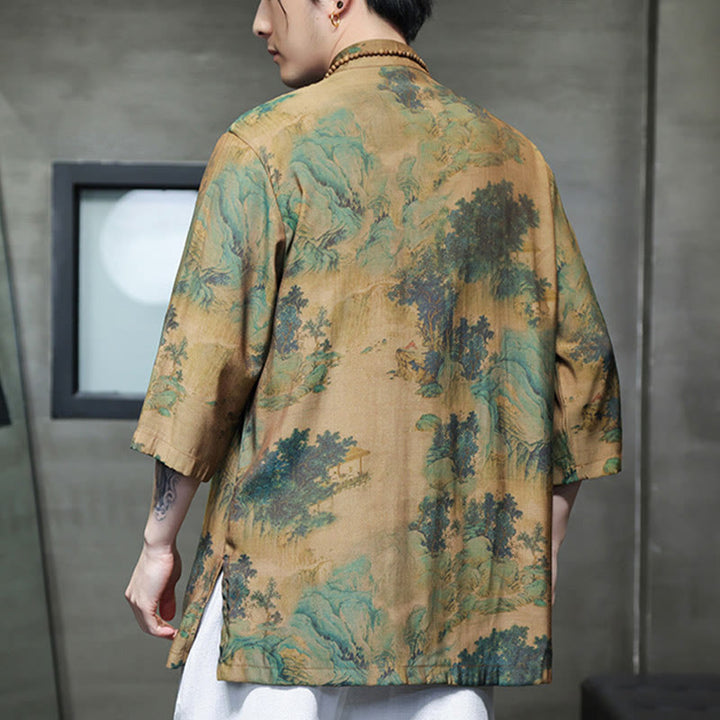 Buddha Stones Krajobraz Chiński Smok Wzór Chiński Trzy Czwarte Rękaw Koszula Męska T-shirt - image 2