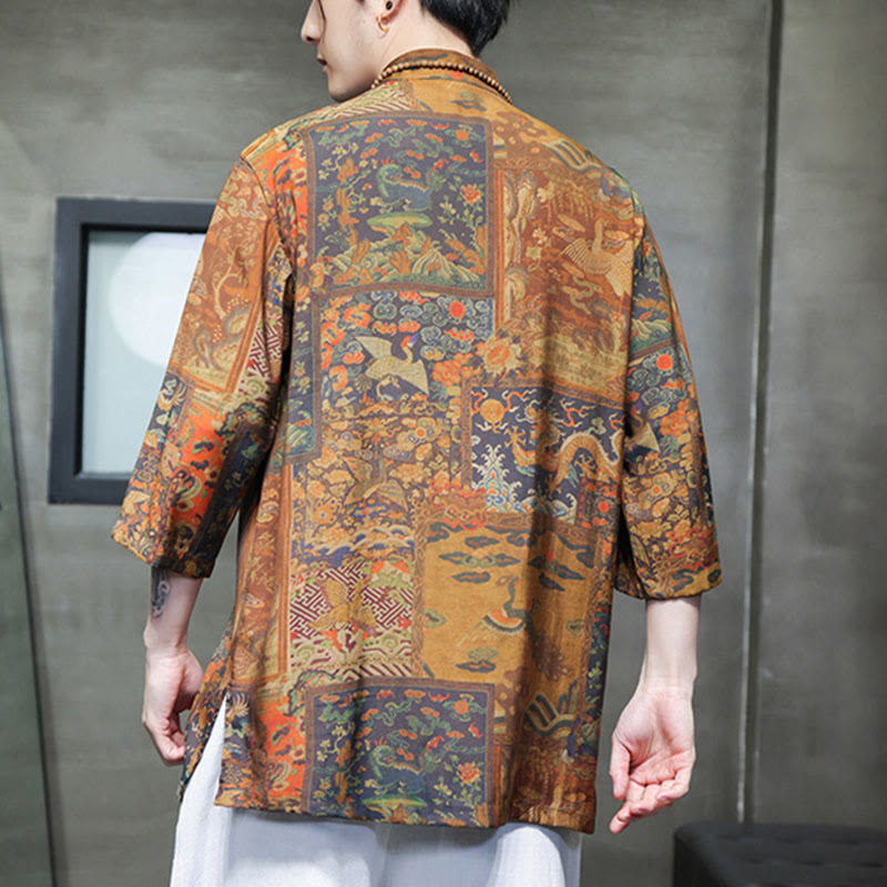 Buddha Stones Krajobraz Chiński Smok Wzór Chiński Trzy Czwarte Rękaw Koszula Męska T-shirt - image 15