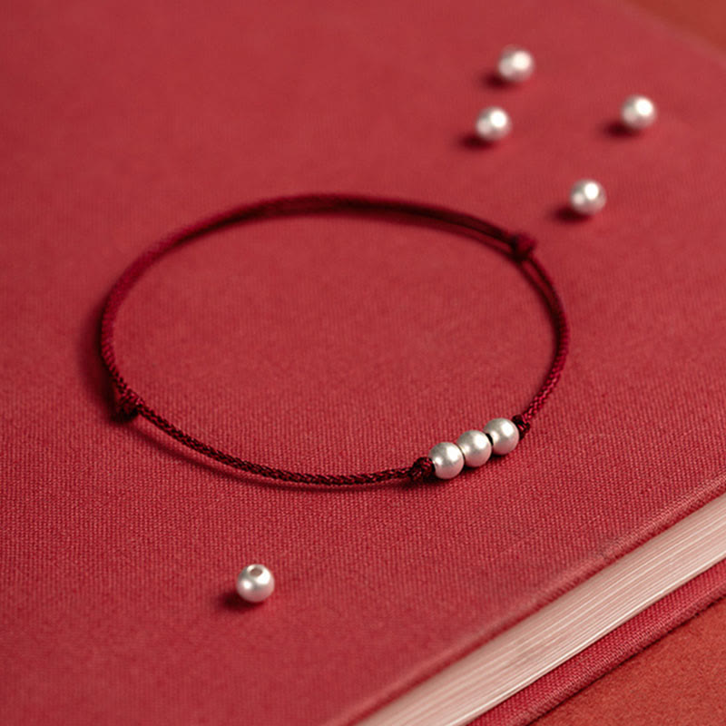 Bransoletka ochronna z trzema koralikami i Buddha Stones próby 925 - image 5