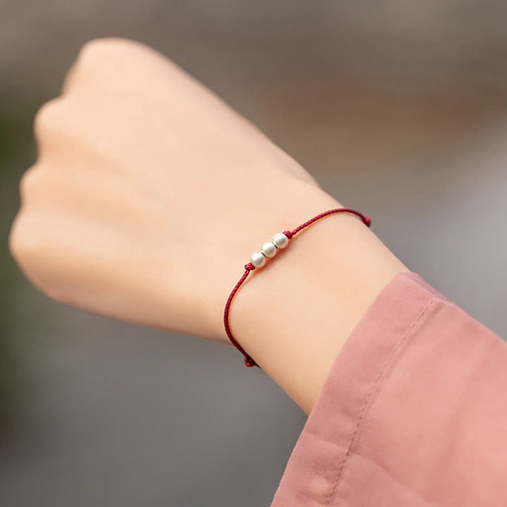 Bransoletka ochronna z trzema koralikami i Buddha Stones próby 925 - image 8