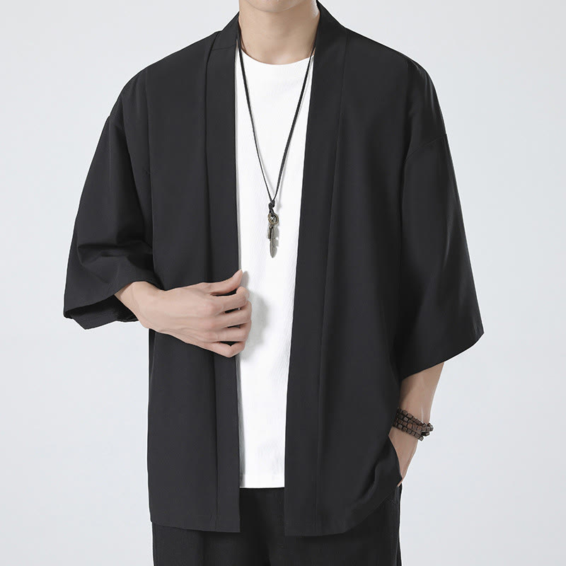 Męska kurtka kimono z odsłoniętym przodem i jednolitym kolorem „Kamienie Buddha Stones” - image 1