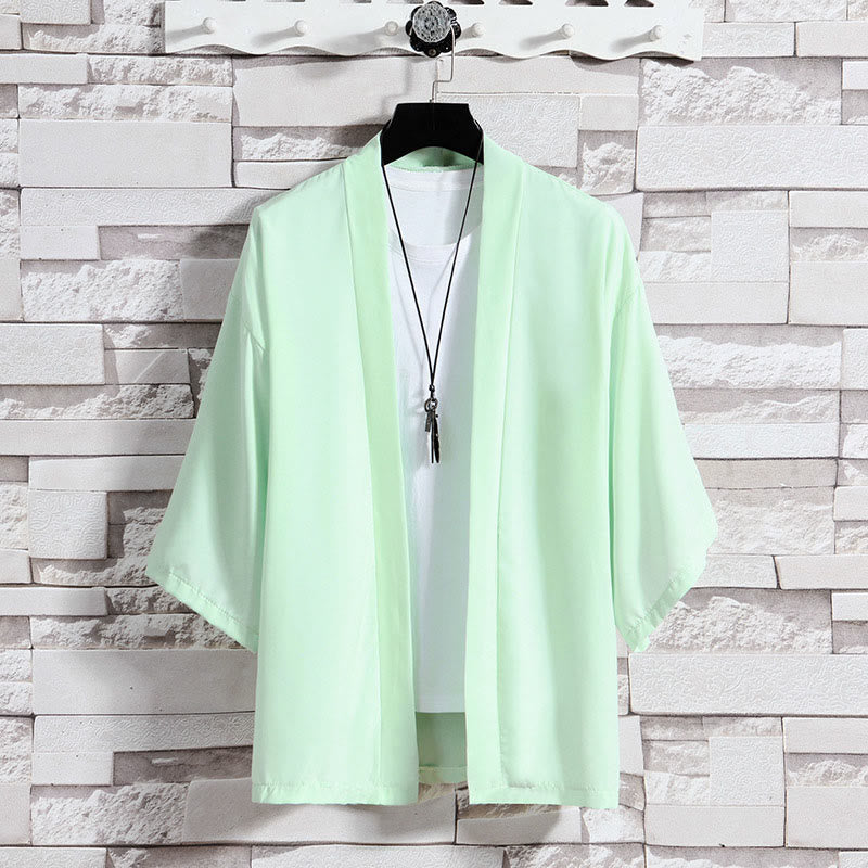 Męska kurtka kimono z odsłoniętym przodem i jednolitym kolorem „Kamienie Buddha Stones” - Zielony (tylko kurtka) - US/UK/AU46， EU56 (5XL) - image 24