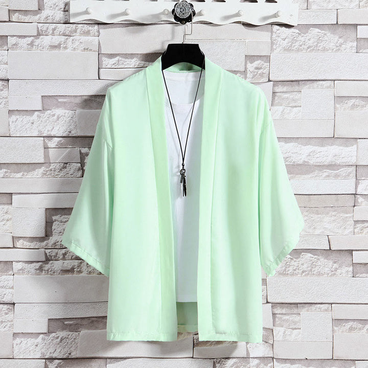 Męska kurtka kimono z odsłoniętym przodem i jednolitym kolorem „Kamienie Buddha Stones” - Zielony (tylko kurtka) - US/UK/AU46， EU56 (5XL) - image 24