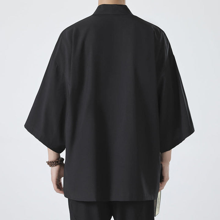 Męska kurtka kimono z odsłoniętym przodem i jednolitym kolorem „Kamienie Buddha Stones” - image 2