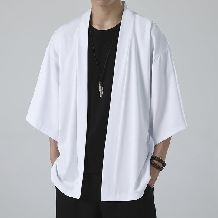 Męska kurtka kimono z odsłoniętym przodem i jednolitym kolorem „Kamienie Buddha Stones” - image 11