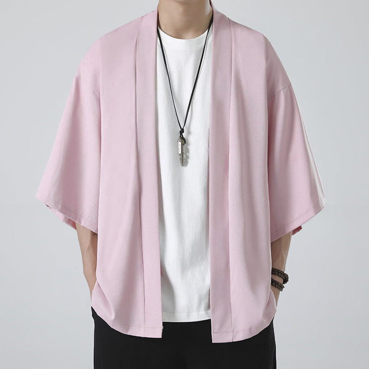 Męska kurtka kimono z odsłoniętym przodem i jednolitym kolorem „Kamienie Buddha Stones” - image 18