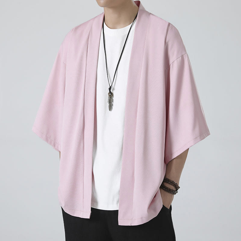 Męska kurtka kimono z odsłoniętym przodem i jednolitym kolorem „Kamienie Buddha Stones” - image 19